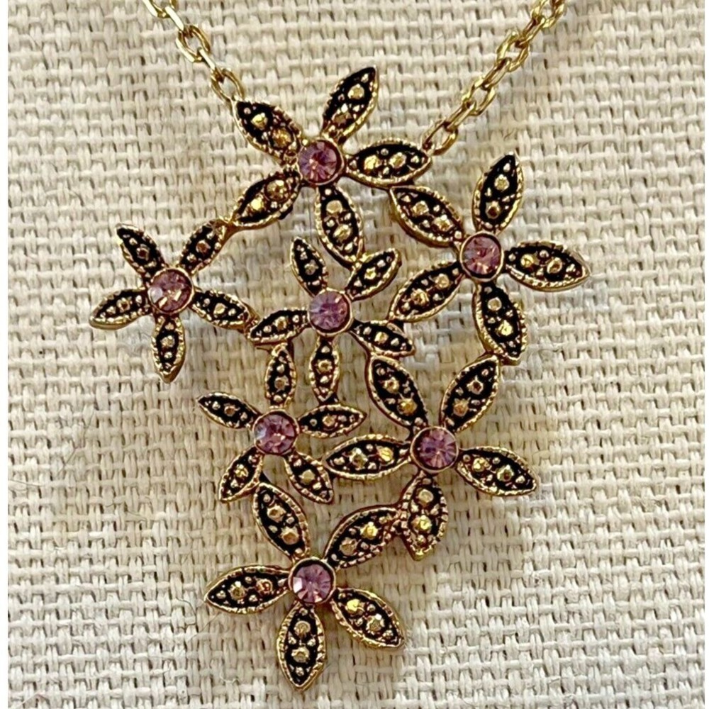 Express Floral Pendant Necklace Women OS Gold Purple Whimsigoth Boho Fairycore